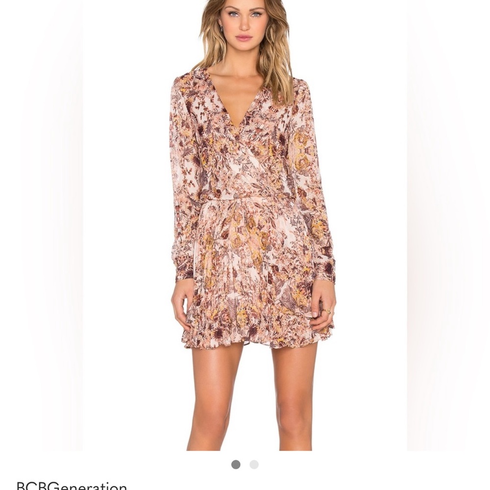 BCBGeneration Pink Floral Long Sleeve Dress